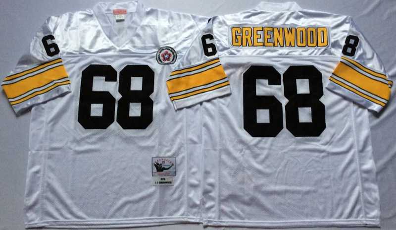 Steelers 68 L. C. Greenwood White M&N Throwback Jersey->nfl m&n throwback->NFL Jersey